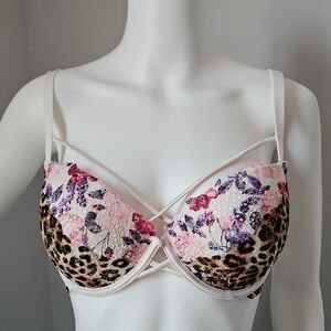 PINK Victoria's Secret Floral and Leopard Lace Bra